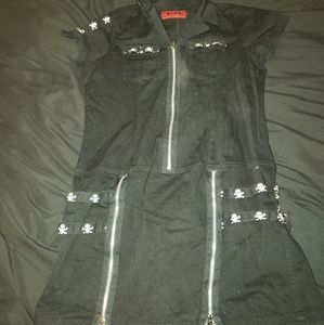 Black bondage tshirt dress skulls